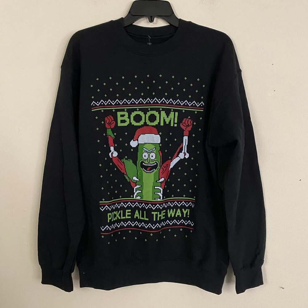 NEW Rick and Morty Boom Pickle All The Way! Ugly Christmas Sweatshirt M